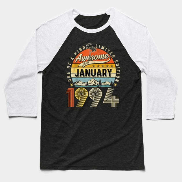 Awesome Since January 1994 Vintage 29th Birthday Baseball T-Shirt by Centorinoruben.Butterfly